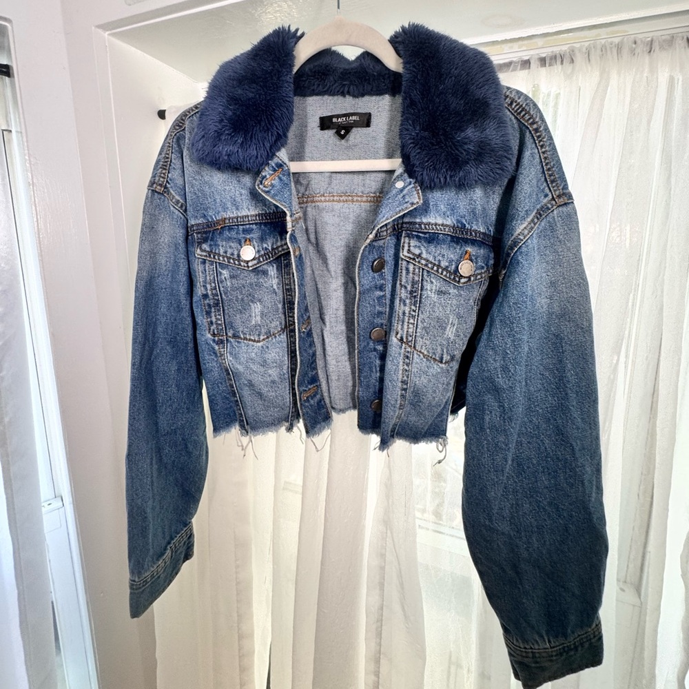 Vintage Black Label Cropped Penny Lane Denim Jacket Size S